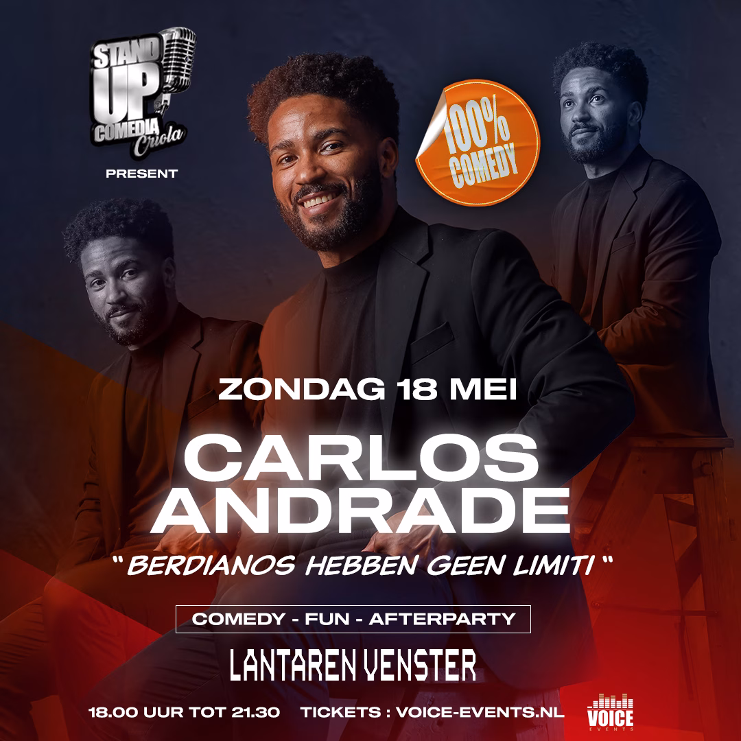 Flyer stand-up comedy show van Carlos Andrade